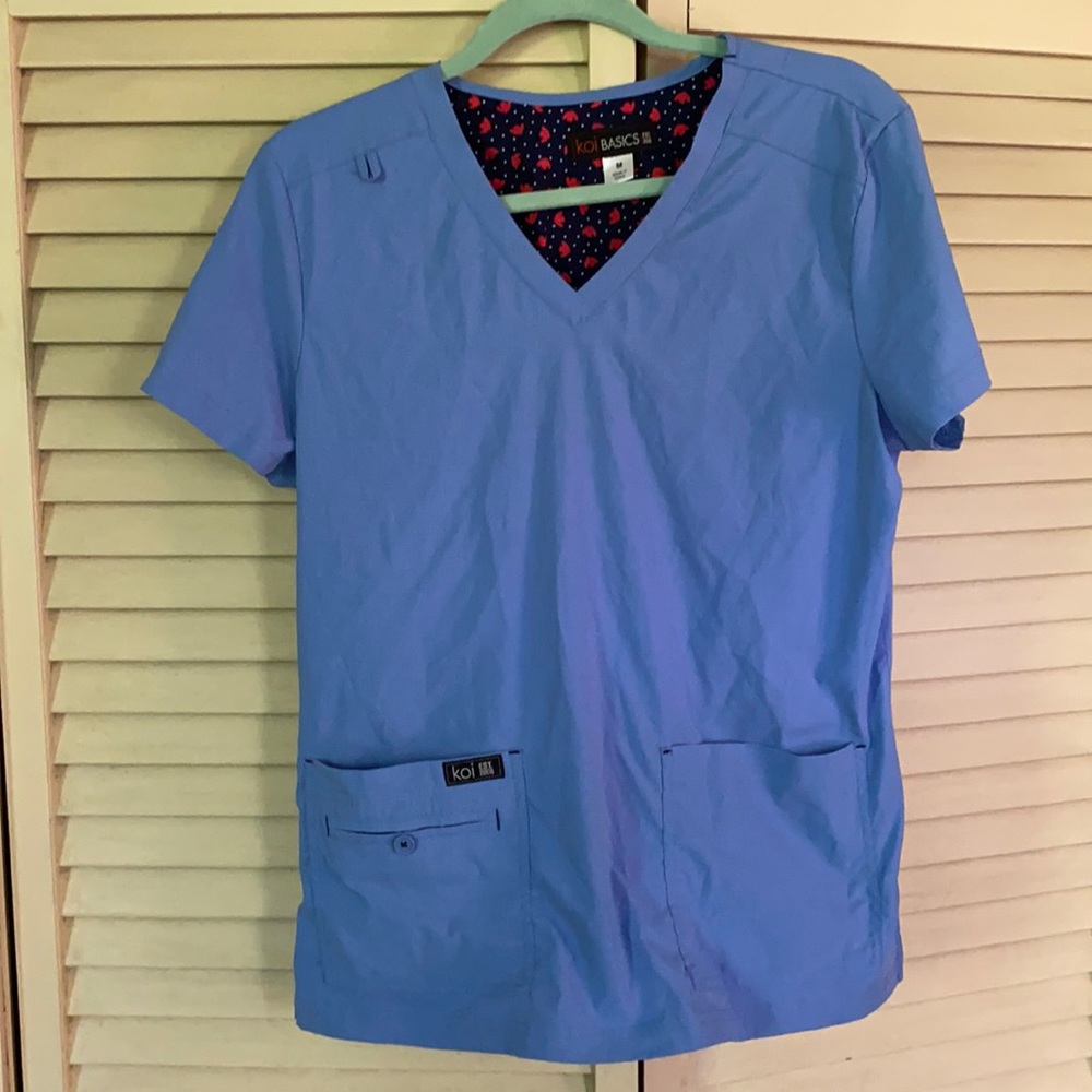 3 ceil blue scrub tops- worn once
